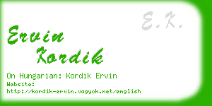 ervin kordik business card